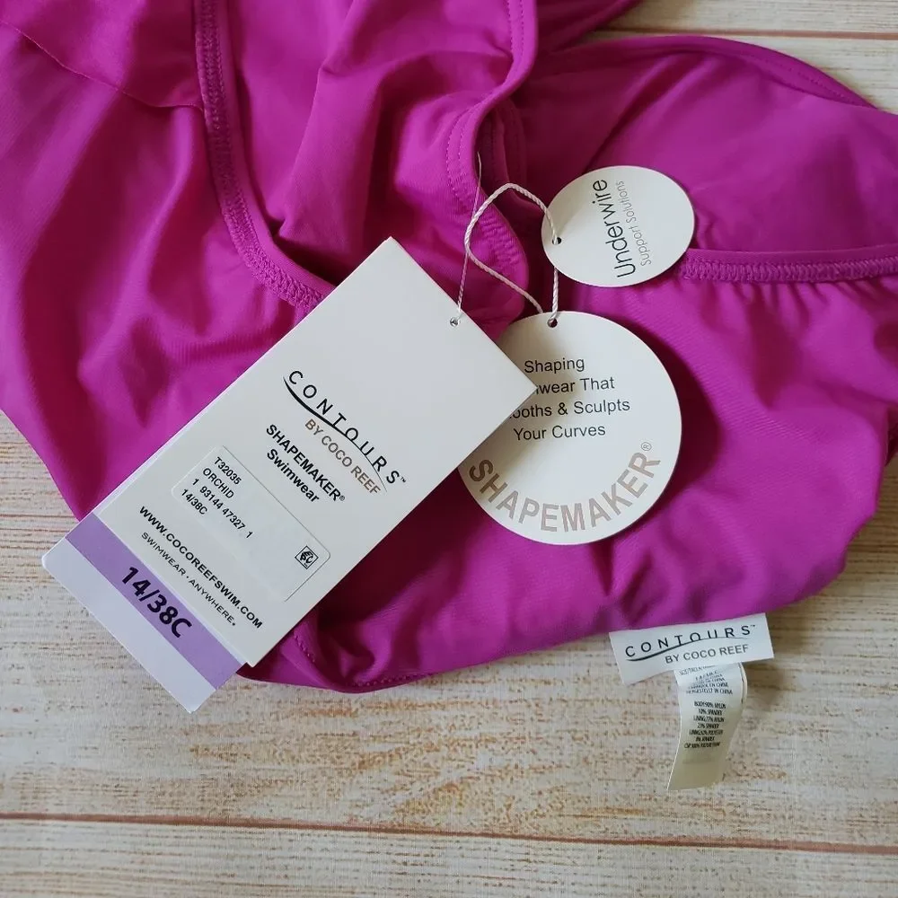 Coco Reef Contours Solitaire V-neck Bra Sized One-Piece Swimsuit in Orchid - Picture 12 of 16